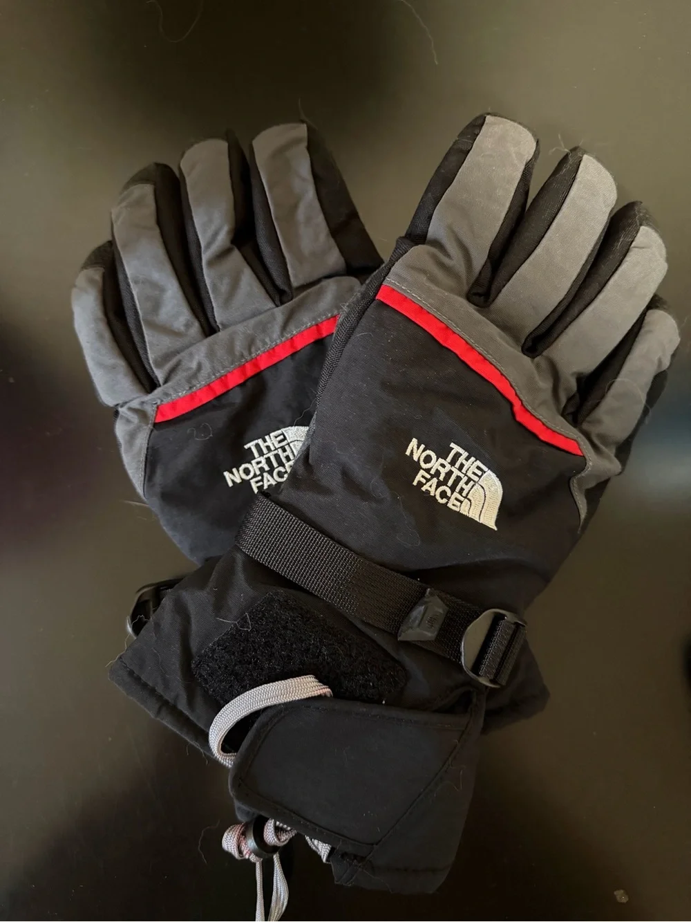 The North Face Men's Black & Gray Gloves with Red Accent